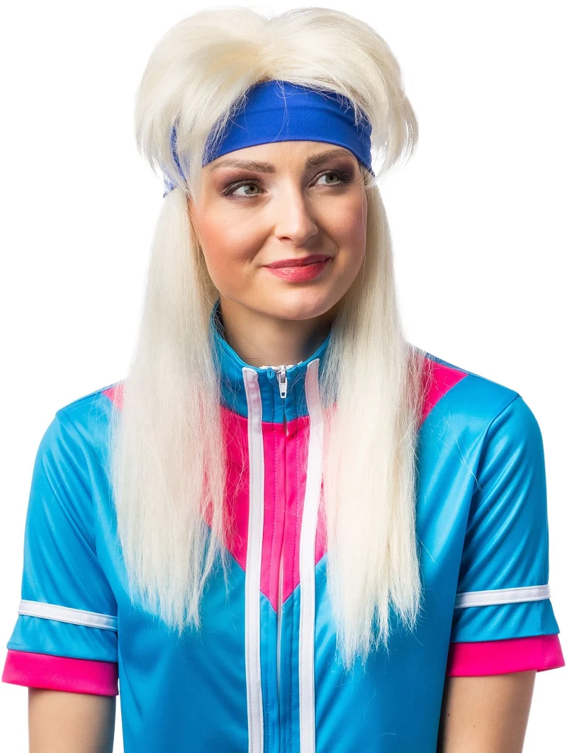 80's Aerobics Pruik Blond met Hoofdband