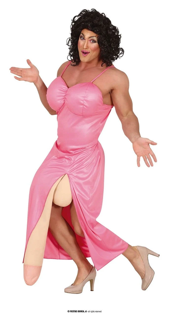 Big Drag Queen Man Kostuum Pink