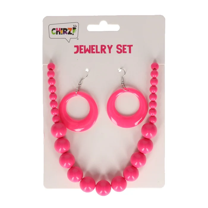 Sieradenset neon roze