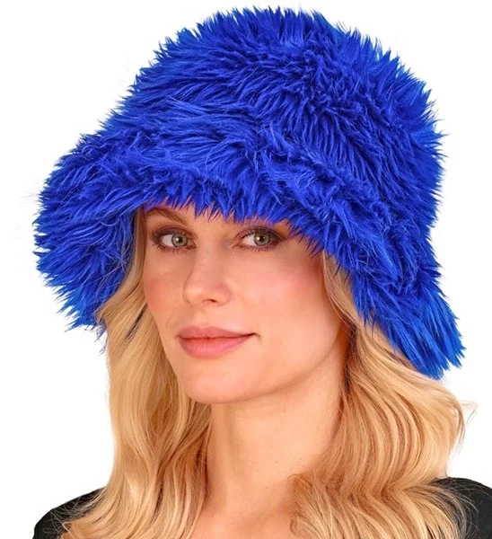 Bucket hat pluche koningsblauw Mats