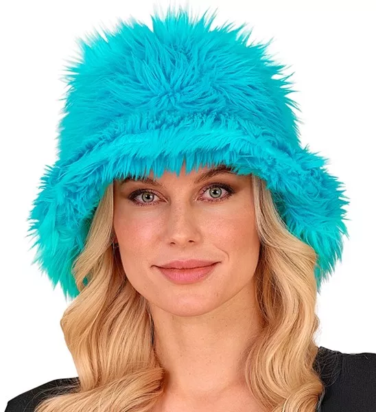 Bucket hat pluche turquoise Fleur