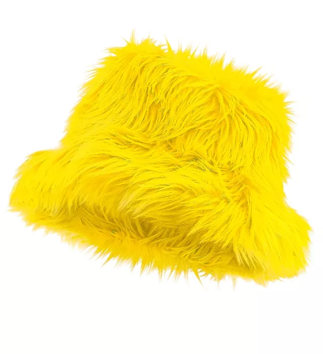 Bucket hat pluche geel Evi