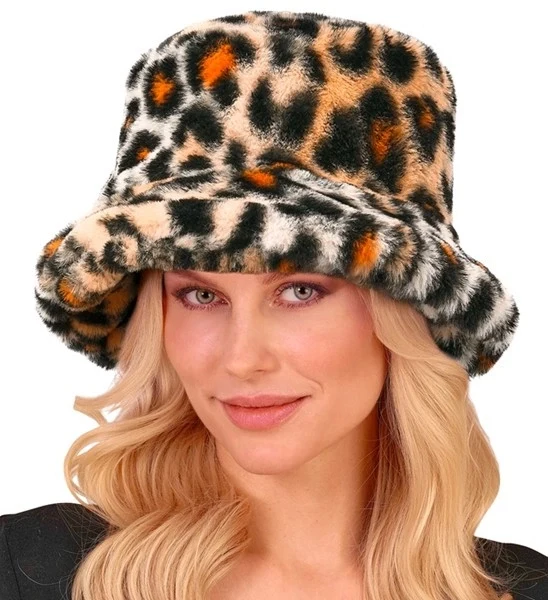 Bucket hat pluche luipaard Thijs