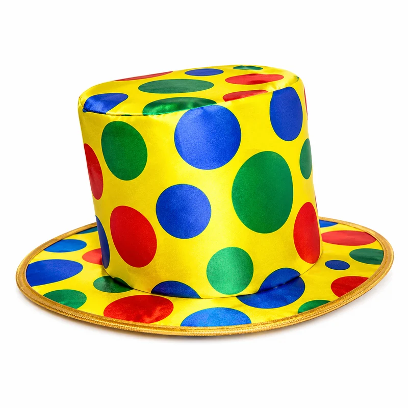 Hoed hoog clown stippen geel