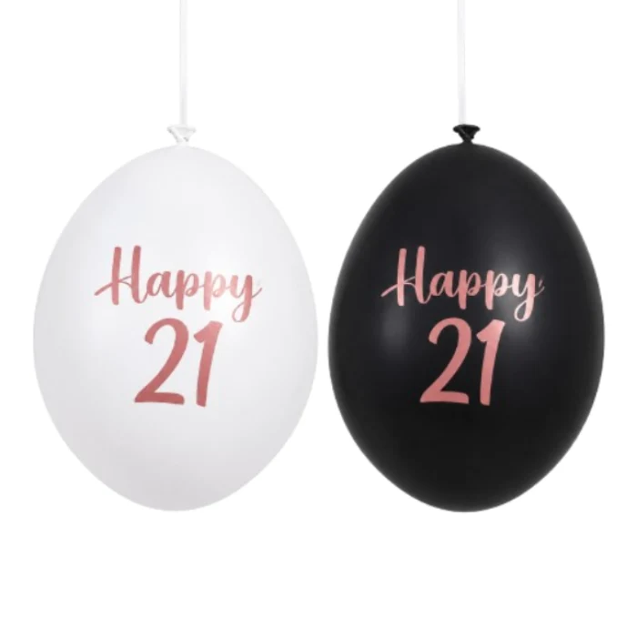 Ballonnen Happy 21 roségoud 30 cm - 12 stuks