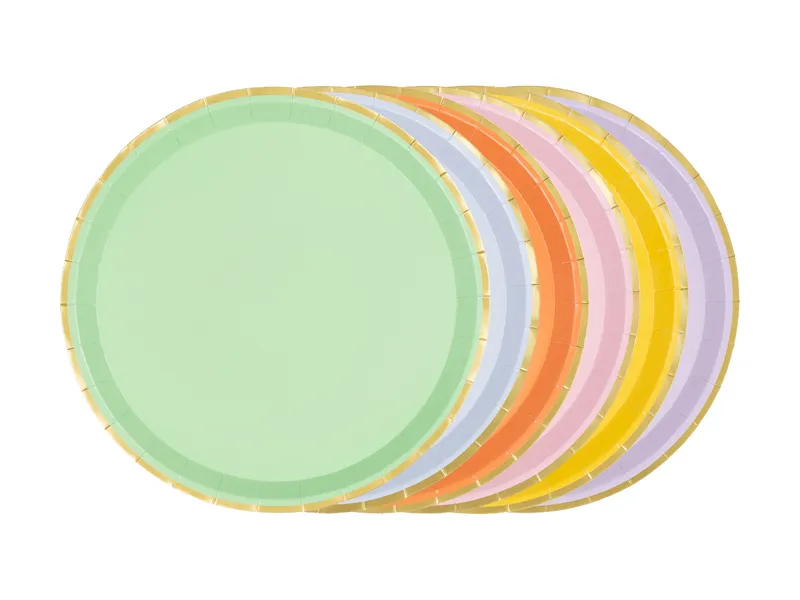 Borden Pastel Kleuren met Gouden Rand (6st)