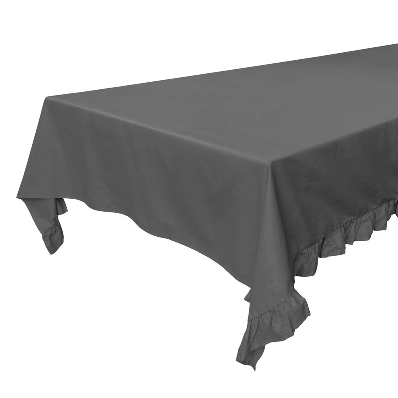 Walra - Tafellaken Lovely Linen Ruffles - 140x320 cm - Antraciet