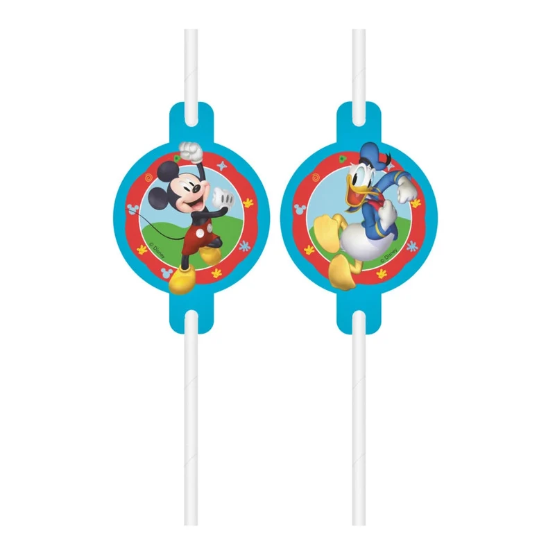 Mickey Mouse papieren rietjes Rock the House 4 stuks