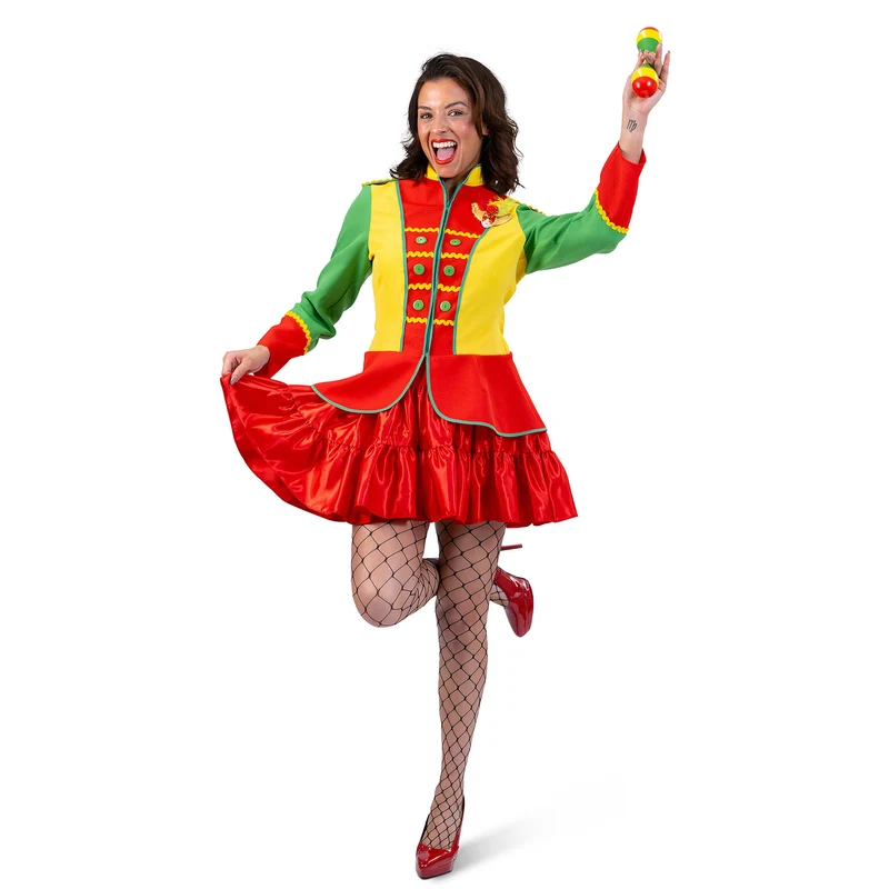 Jas carnaval rood, geel groen dames