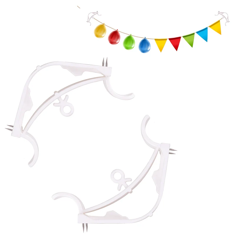 2 muurklemmen voor ballonslinger of vlaggenlijn