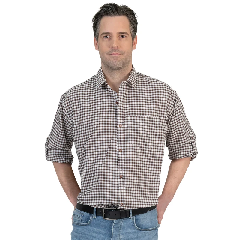 Shirt oktoberfest bruin wit geblokt