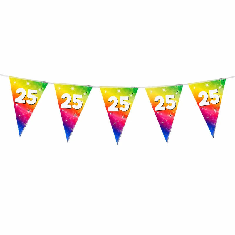 Vlaggenlijn regenboog 25 jaar - 6m (15 vlaggen)