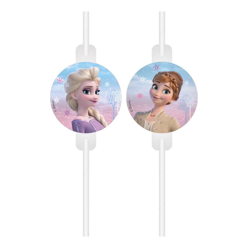 Frozen 2 Wind Spirit papieren rietjes met afbeelding 4 stuks