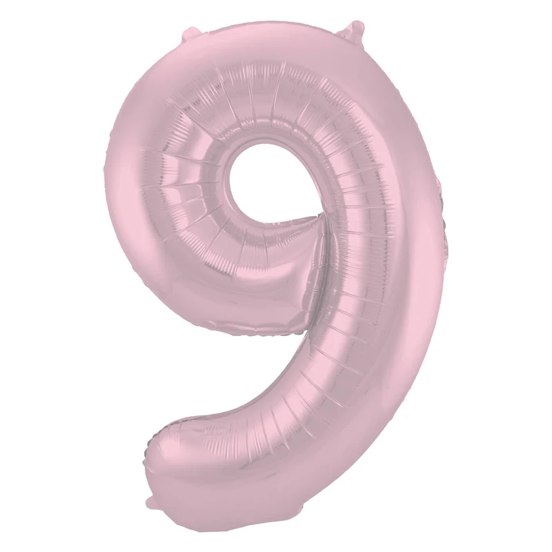 Folieballon Cijfer 9 Pastel Roze Metallic Mat - 86 cm