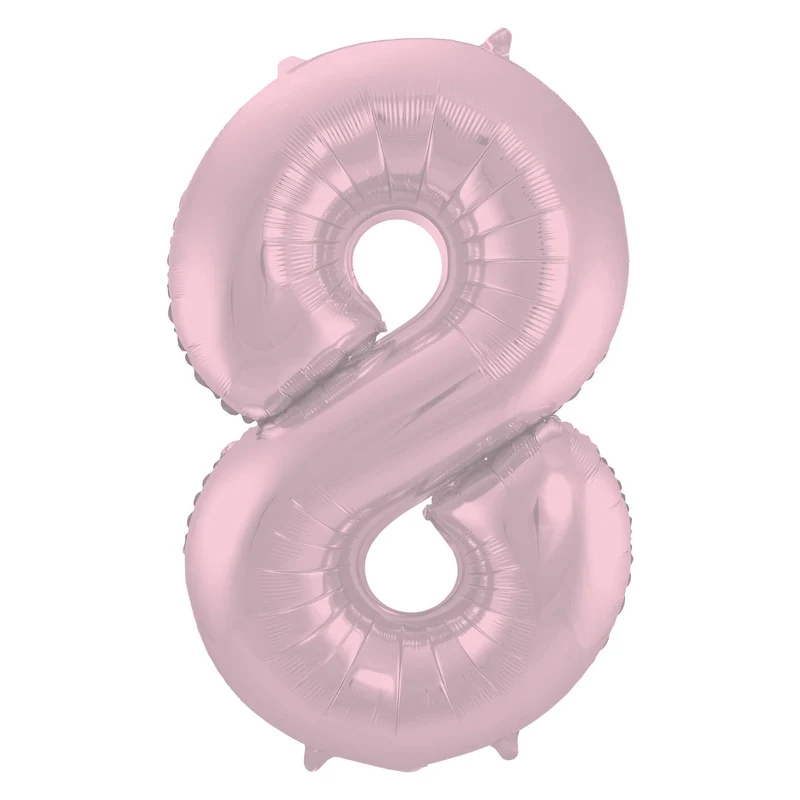 Folieballon Cijfer 8 Pastel Roze Metallic Mat - 86 cm