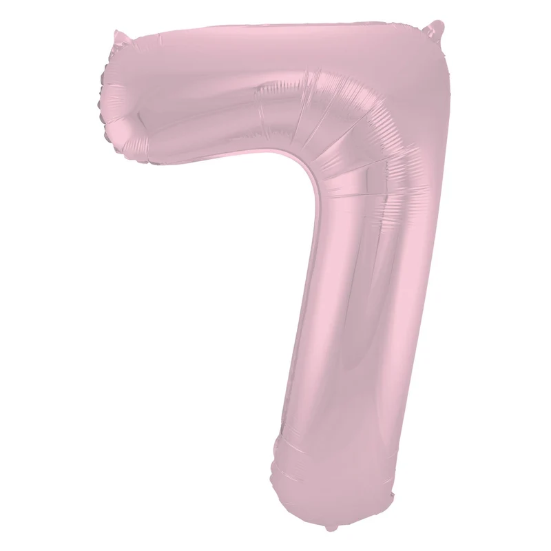 Folieballon Cijfer 7 Pastel Roze Metallic Mat - 86 cm