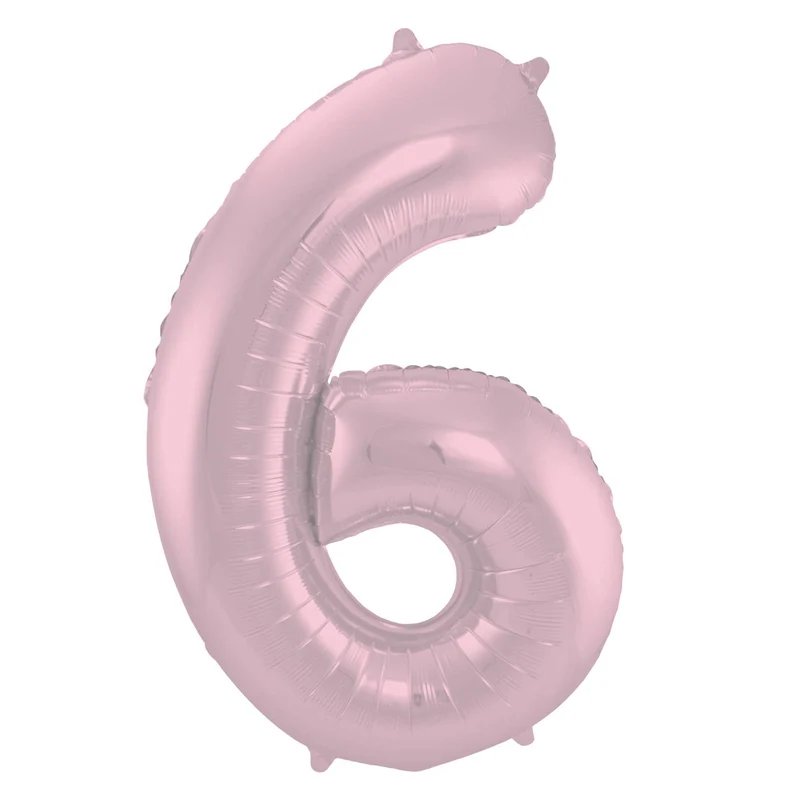 Folieballon Cijfer 6 Pastel Roze Metallic Mat - 86 cm