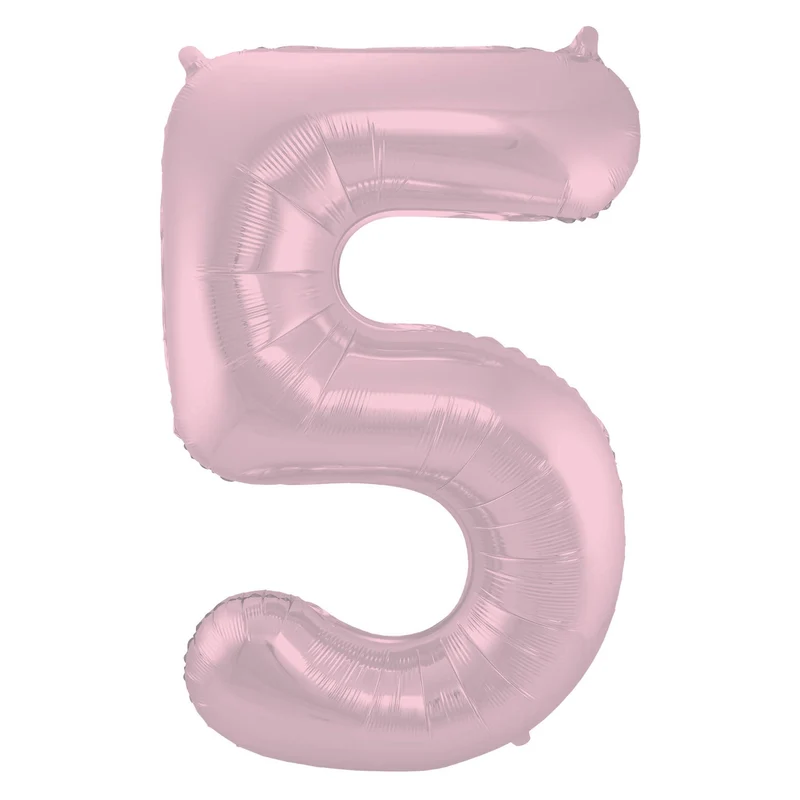 Folieballon Cijfer 5 Pastel Roze Metallic Mat - 86 cm