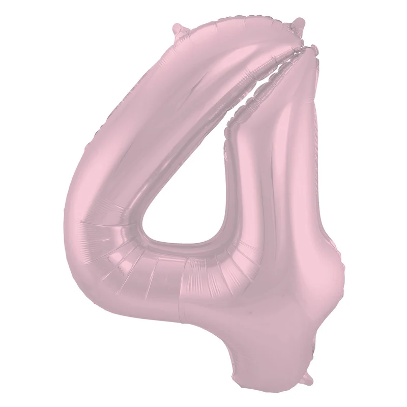 Folieballon Cijfer 4 Pastel Roze Metallic Mat - 86 cm