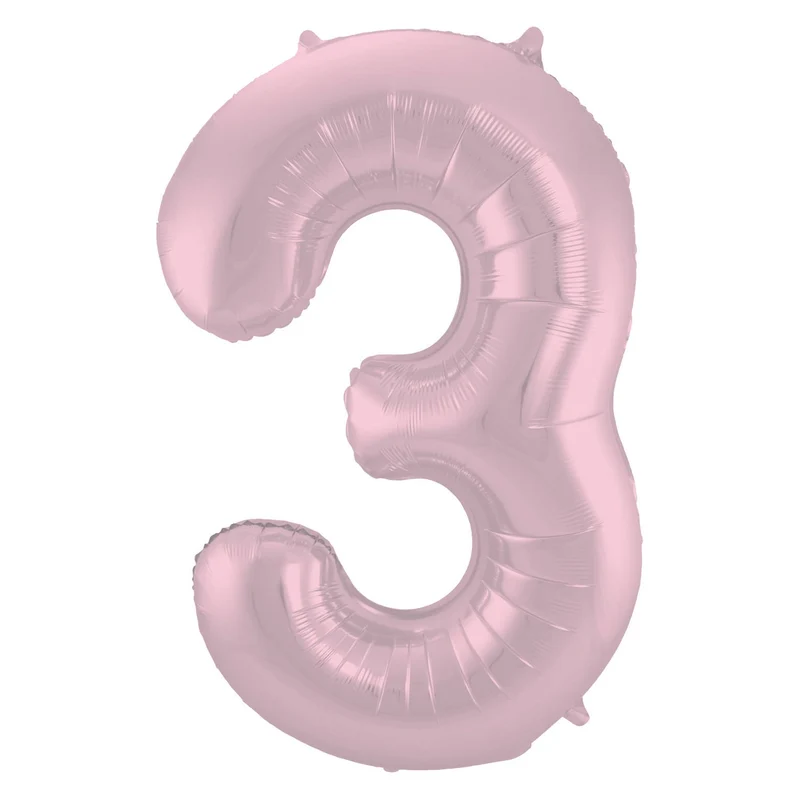 Folieballon Cijfer 3 Pastel Roze Metallic Mat - 86 cm
