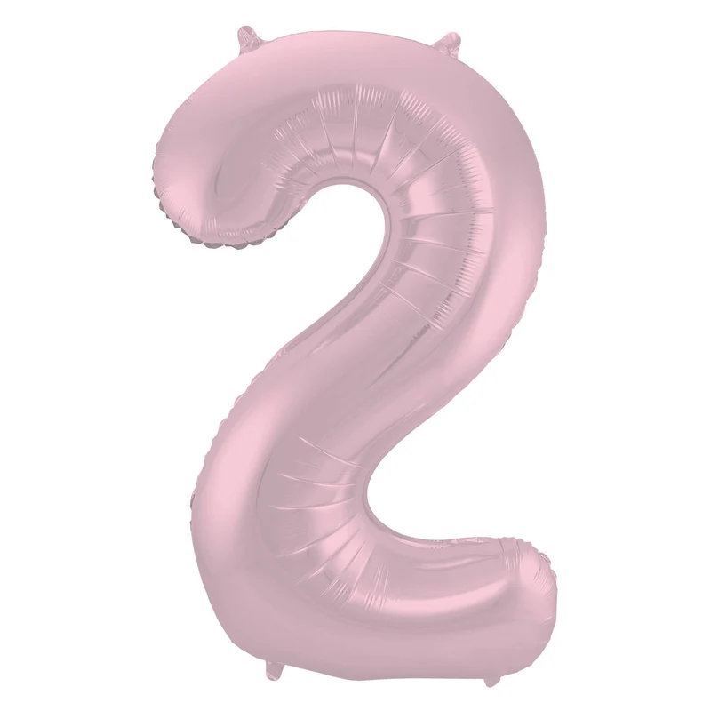 Folieballon Cijfer 2 Pastel Roze Metallic Mat - 86 cm