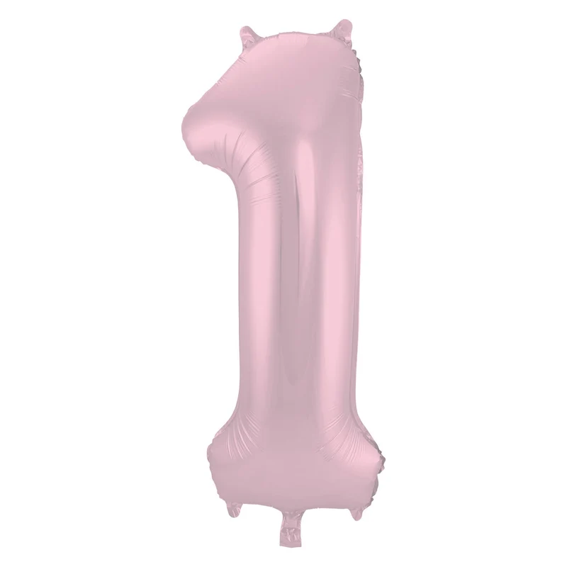 Folieballon Cijfer 1 Pastel Roze Metallic Mat - 86 cm