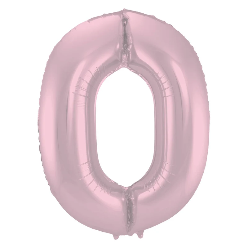 Folieballon Cijfer 0 Pastel Roze Metallic Mat - 86 cm