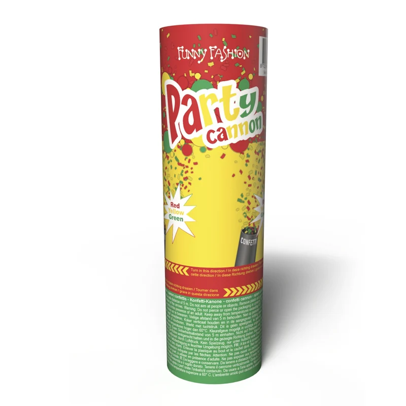Confetti Kanon Carnaval Rood/Geel/Groen (20cm)