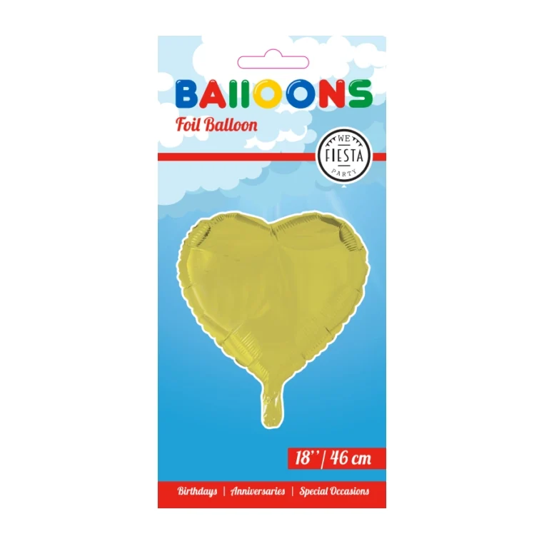 Folieballon hart - Geel - 46cm