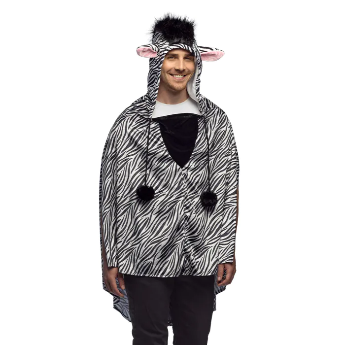 Poncho Zebraprint Volwassenen Deluxe