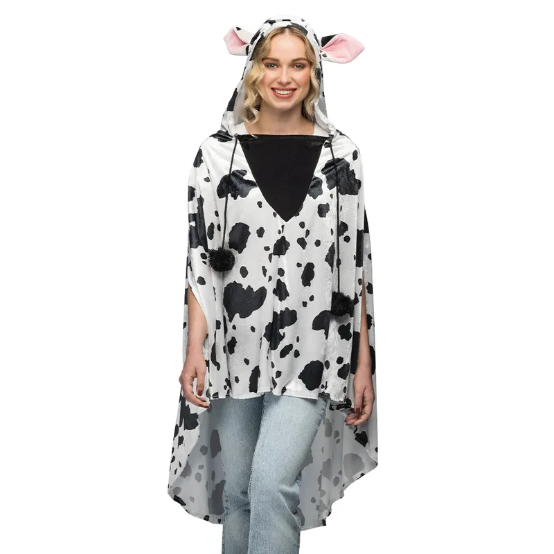 Poncho Koeienprint Volwassenen