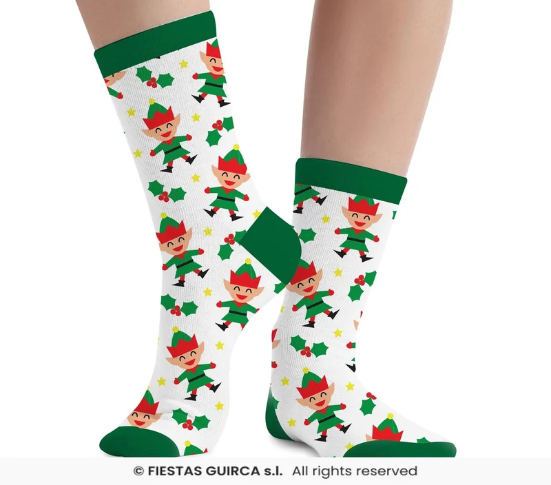 Kerst Sokken Elfjes Volwassenen Wit