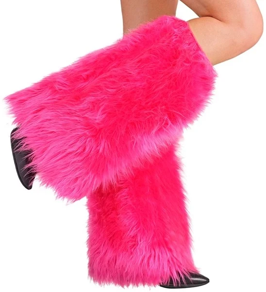 Beenwarmers pluche neon roze Julia