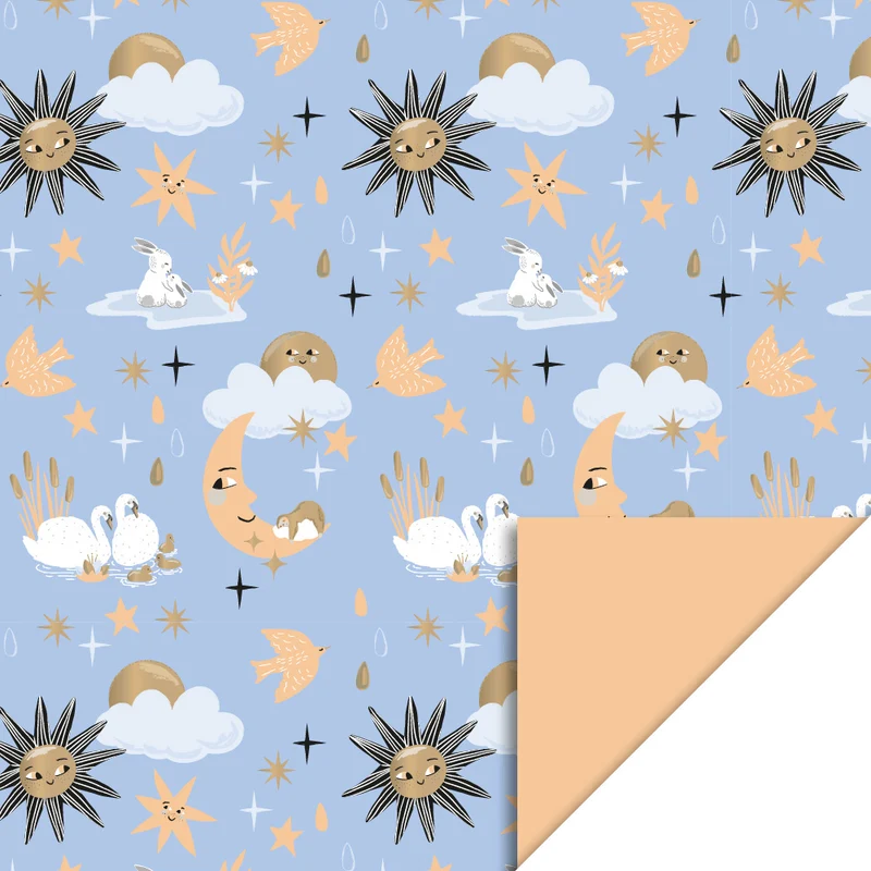 Baby Dreams Gold & Orange Inpakpapier (70x300cm)