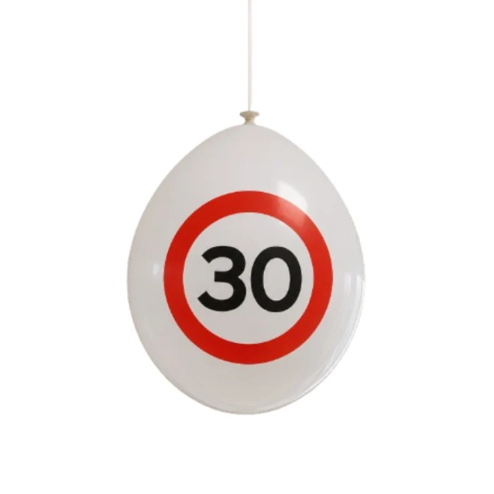 Ballonnen 30 jaar rood/wit 30 cm - 10 stuks