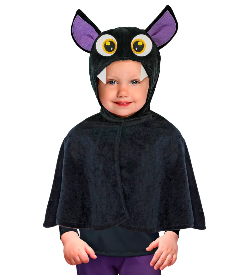 Pluche poncho met muts vleermuis Fleur kind