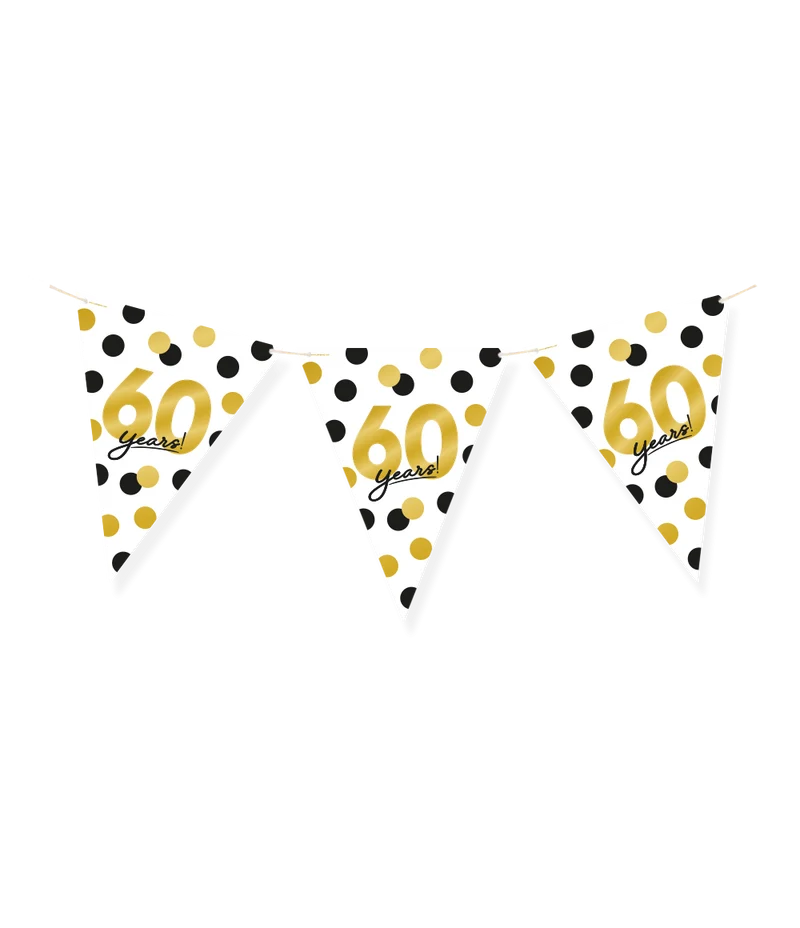 Vlaggenlijn Celebration 60 Jaar Wit/Goud/Zwart