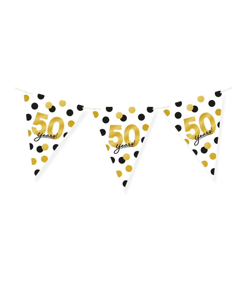 Vlaggenlijn Celebration 50 Jaar Wit/Goud/Zwart