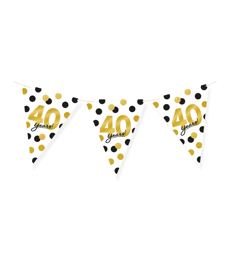 Vlaggenlijn Celebration 40 Jaar Wit/Goud/Zwart