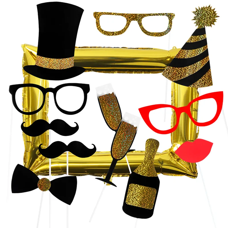 Photo Booth Props met Gouden Fotolijst Party (12st)