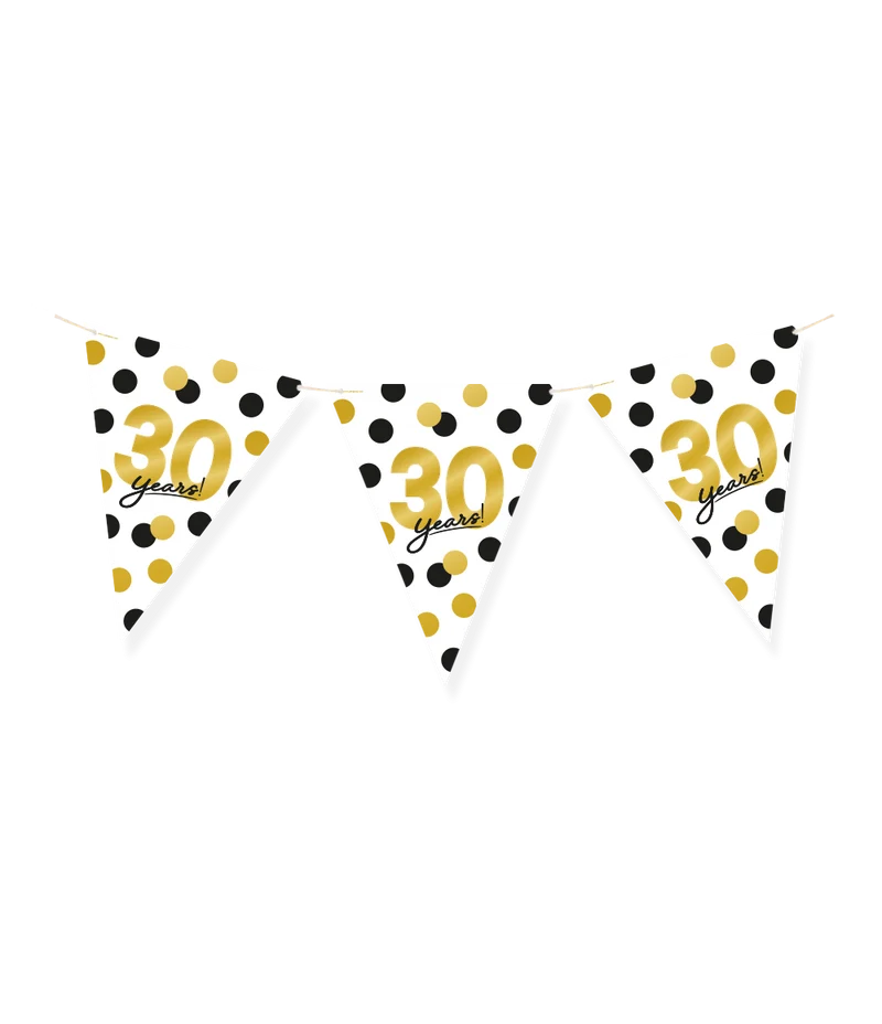 Vlaggenlijn Celebration 30 Jaar Wit/Goud/Zwart