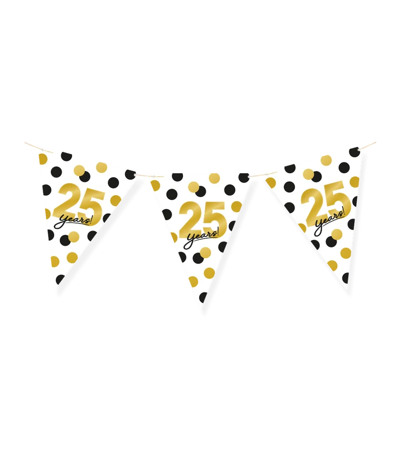 Vlaggenlijn Celebration 25 Jaar Wit/Goud/Zwart