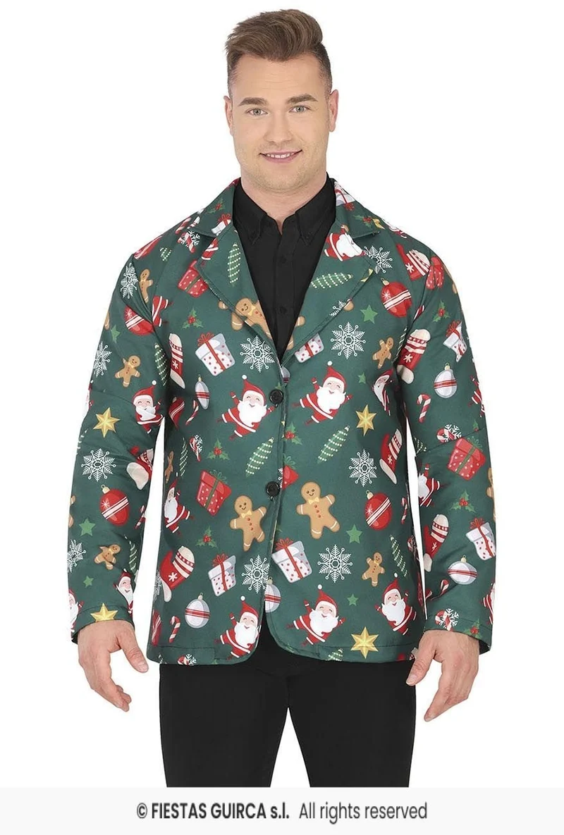 Groene Kerstmis Blazer Heren Kerstsymbolen
