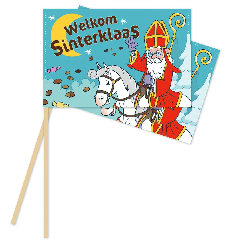 Sint Zwaaivlaggetjes Welkom Sinterklaas 20x30cm (10st)