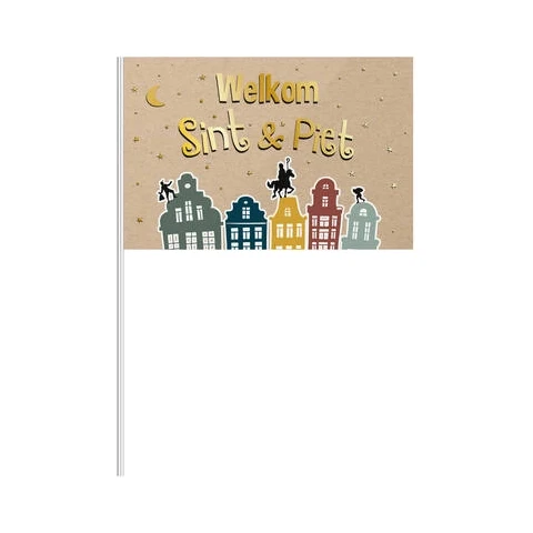 Zwaaivlaggetje 'Welkom Sint & Piet' - 30x20cm