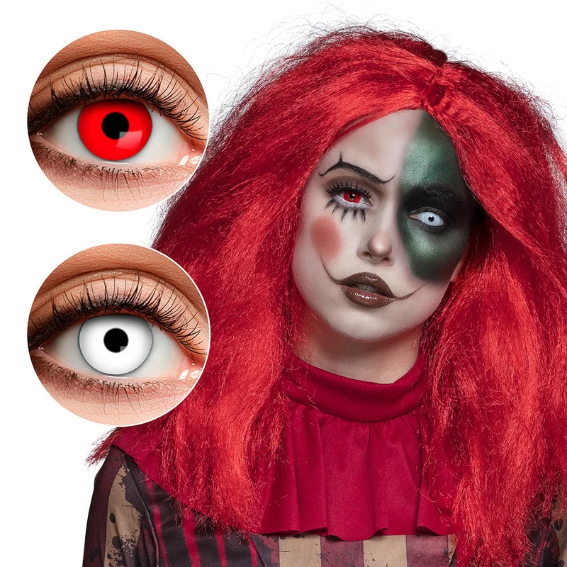 Duo 3-Maandslenzen Creepy Clown Rood en Wit