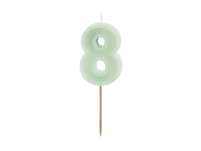 Verjaardagskaars Cijfer 8 Lichtgroen (6cm)