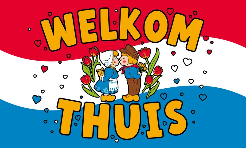 XXL Gevelvlag Welkom Thuis Cartoon Holland (150x90cm)
