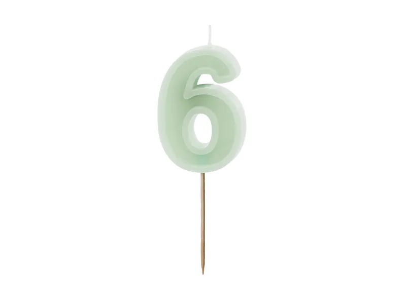 Verjaardagskaars Cijfer 6 Lichtgroen (6cm)