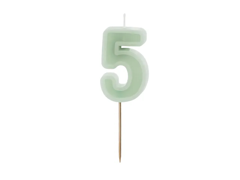 Verjaardagskaars Cijfer 5 Lichtgroen (6cm)